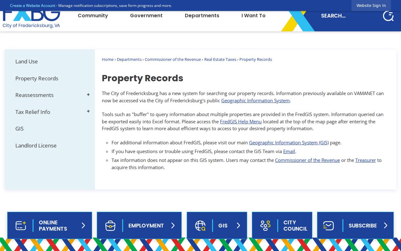Fredericksburg residents directory property record source