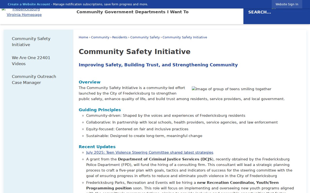 Fredericksburg neighbors reference showing city community-partner and civic-association information
