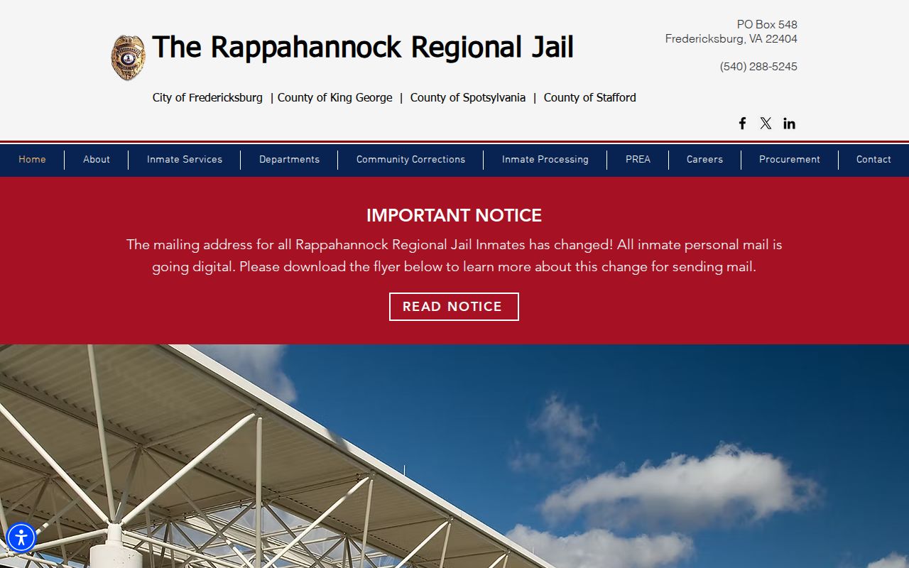 Fredericksburg resident lookup reference showing Rappahannock Regional Jail information