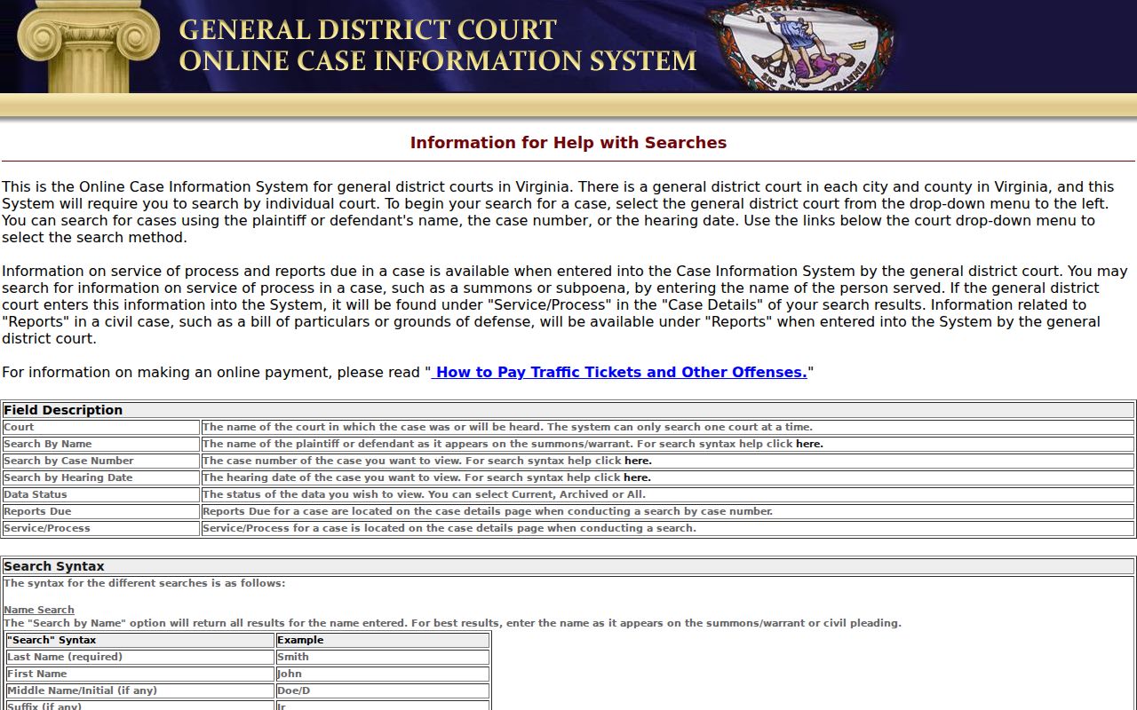 Fredericksburg residents directory Virginia General District Court case search